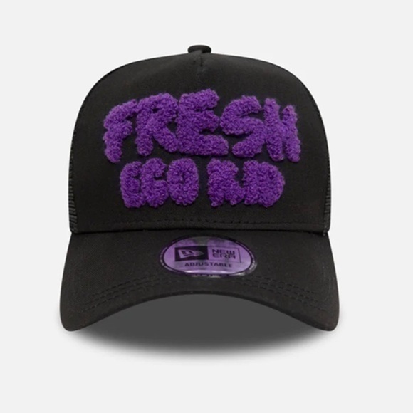 NEW ERA x FRESH EGO KID MESH BLACK & PURPLE TRUCKER - Picture 1 of 6